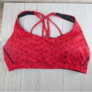 Victoria Sport Red Black Geometric Print Strappy Back Sports Bra L G